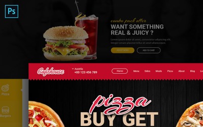 "Cafehouse - site ecommerce de pour commandement de repas en ligne" modèle PSD Bootstrap #66994