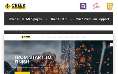 Creek - Modèle de site Web HTML5 pour entreprise de construction