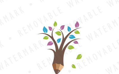 Pencil Tree Logo Template