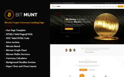 Bit Munt - Landing Page-Vorlage für Bitcoin-Kryptowährung