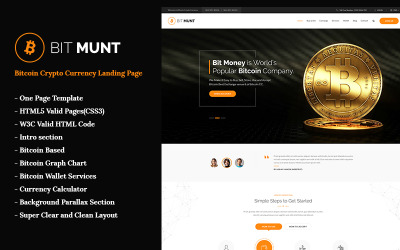 Bit Munt - Modello di pagina di destinazione di criptovaluta Bitcoin