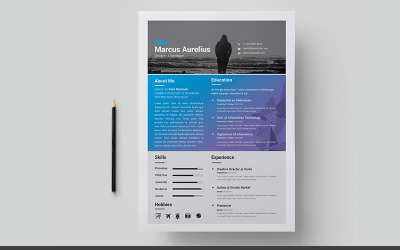 Blue with Cover Letter Resume Template