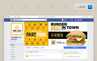 Couverture de l&amp;#39;entreprise alimentaire: photo de couverture Facebook, couverture Twitter, modèle de médias sociaux YouTube Channel Art