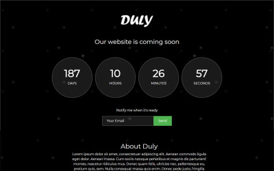 Tema Pagina web provvisoria #67029 "Duly - Coming Soon"