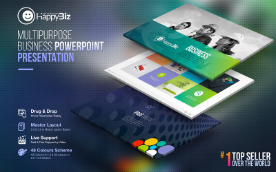 HappyBiz | Modèle PowerPoint de marketing d&amp;#39;infographie commerciale