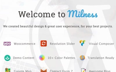 Milness - Tema de WordPress para aplicaciones móviles Showcase