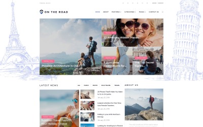 "On The Road - Travel Blog" - WordPress шаблон №67186