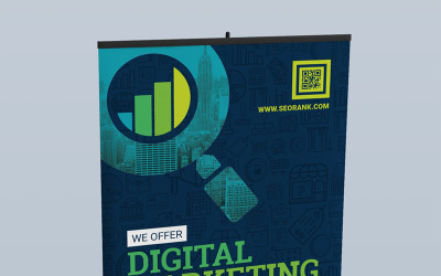 Pacote de solução de sinalização: outdoor, banner rollup, placa de loja, balcão promocional e placa de localização