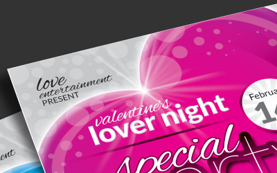 Valentijnsdagpakket: flyer, evenementticket, Facebook-tijdlijnomslag, VIP-pas en uitnodigingskaart