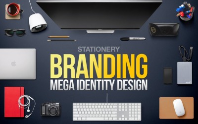 Briefpapier Branding Mega Identity Design - Vorlage für Corporate Identity