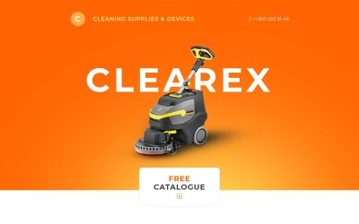 "Clearex - Cleaning Supplies & Devices with Novi Builder" 响应式着陆页模板 #67242
