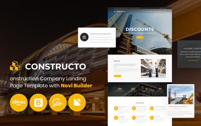 Modello di Landing Page Responsive #67292 "Constructo - Construction Company with Novi Builder Landing Page Template"