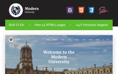 Modern egyetem - egyetemi vagy középiskolai, többoldalas, adaptív HTML webhelysablon
