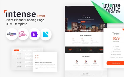 Intense Event Planner HTML5-sjabloon voor bestemmingspagina's