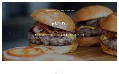 Pesto: elegante plantilla de restaurante compatible con la plantilla de página de destino de Novi Builder