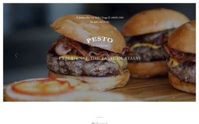 Responsive Pesto - Elegant Restaurant Template Compatible with Novi Builder Landing Page Template Açılış Sayfası #67373