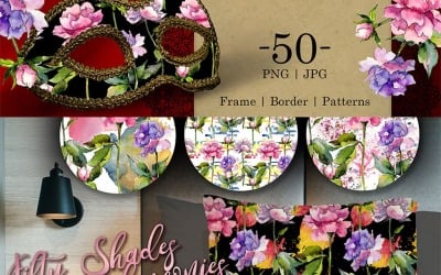 野花牡丹水彩画--光栅插图