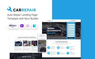 CarRepair - Oficina de conserto de automóveis com modelo de página de destino Novi Builder integrado