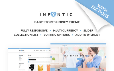 "INFYNTIC - Boutique en ligne de vêtements pour bébé" thème Shopify adaptatif #67441