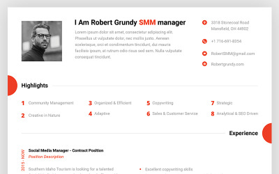 Robert Grundy - SMM Manager Resume Template