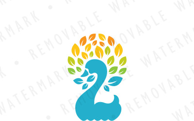 Swan of Leaves Logo Template