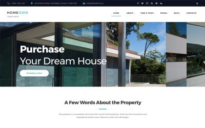 HOMEOWN - Luksusowa pojedyncza firma zajmująca się sprzedażą nieruchomości Wielostronicowy szablon witryny HTML
