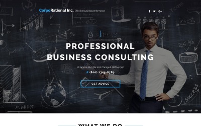Landing Page Template namens "CorpoRational - Business Consulting with Built-In Novi Builder" #67586