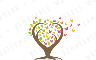 Modelo de logotipo da árvore das borboletas