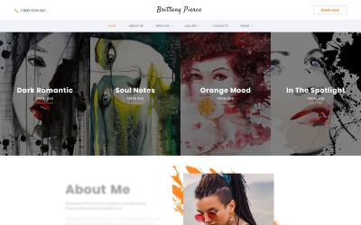 Responsivt Brittany Pierce - Artist Portfolio Multipage HTML5 Website Template Hemsidemall #67551