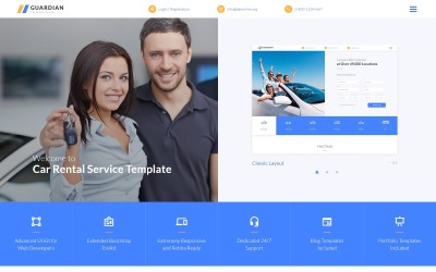 "Guardian - Responsive Car Rental Company Multipage HTML" - адаптивний Шаблон сайту №67603