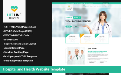 Modello di sito Web per ospedale e salute Life Line