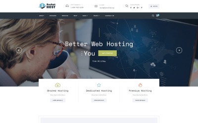 Rocket Host - шаблон многостраничного веб-сайта HTML5 для домена и хостинга