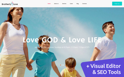 "BrotherlyLove - Modern Church Moto CMS 3 Template" 响应式Moto CMS 3 模板 #67980