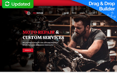 Landing Page Template namens "Motorcycle Repair Company MotoCMS 3" #67970