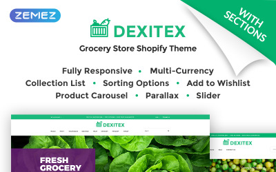 Shopify Theme namens "Dexitex - Convenient Grocery Online Store" #67907