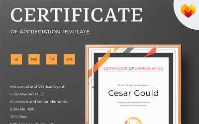 Cesar Gould - šablona certifikátu uznání