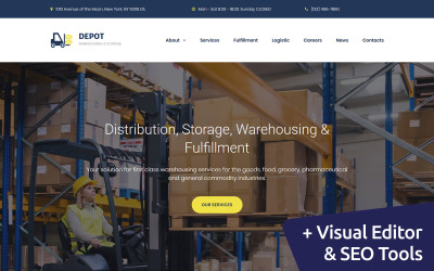 Tema Moto CMS 3 Responsive #68190 "Depot - Warehouse Premium"