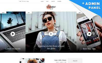 Modello di Landing Page Responsive #68228 "Video Blogger MotoCMS 3"