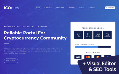 Responzivní Moto CMS 3 šablona "ICOdibs - Cryptocurrency Premium Moto CMS 3 Template" #68208