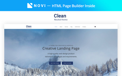 "Clear - Simple Creative Agency HTML with Novi Builder" modèle de page d'atterrissage adaptatif #68348