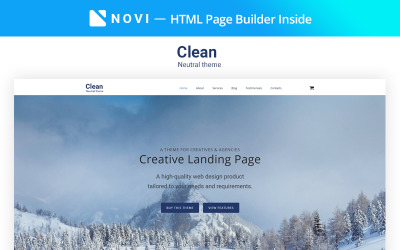 Duidelijk - eenvoudige HTML van een creatief bureau met de bestemmingspaginasjabloon van Novi Builder