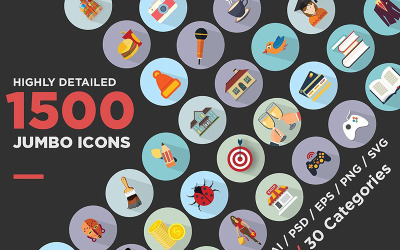 Plantilla De Conjunto De Iconos "Jumbo Flat Icons Pack" #68312