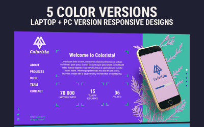 Reszponzív Colorista - Corporate Business / Portfolio Responsive Website PSD Template PSD sablon 68346