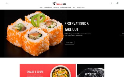 Tema Magento Responsive #68325 "YanagiUdo - Japanese Restaurant Magento Theme"