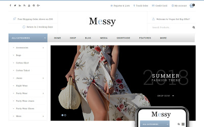 WooCommerce Theme namens "Messy - Multipurpose Fashion Store" #68300