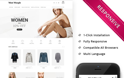 Responsive West Wooplr - The Fashion Store PrestaShop Theme #68403