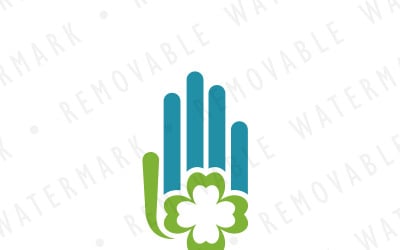 Yonca yaprağı el Logo şablonu