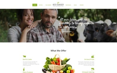 Rich Harvest - Farming HTML5 com modelo de página de destino Novi Builder integrado