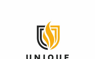 Unique U Letter Fire Logo Template