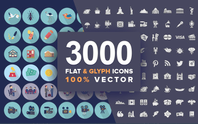 Icon-Sammlungen Vorlage namens "Jumbo Flat-Glyph Icons Pack" #68773